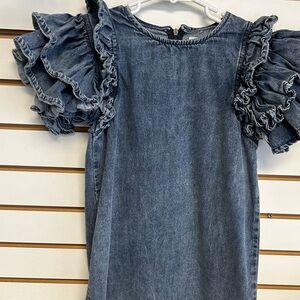 Lola + The Boys Size 8 Denim Flutter Sleeves Dress